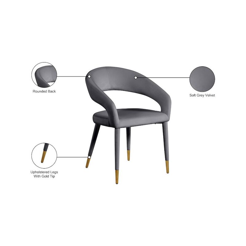 Meridian Furniture Destiny Grey Velvet Dining Chair
