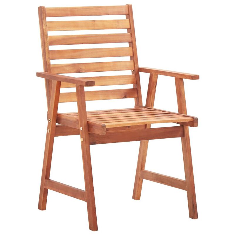 Patio Chair Set of 4 Wooden Solid Acacia Wood, Polyester Standard