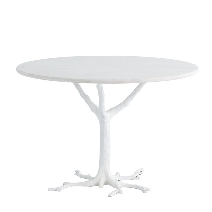 White Faux Bois Dining Table