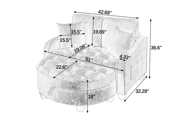 Pefwod Loveseat Reclining Sofa image number 3