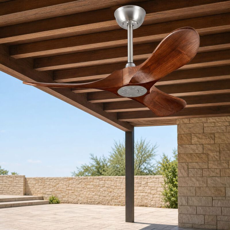 36" Small Wood Ceiling Fan Without Light 6 Speed image number 2