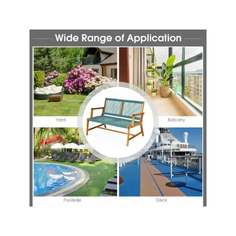 Hivvago 2-Person Acacia Wood Yard Bench for Balcony and Patio