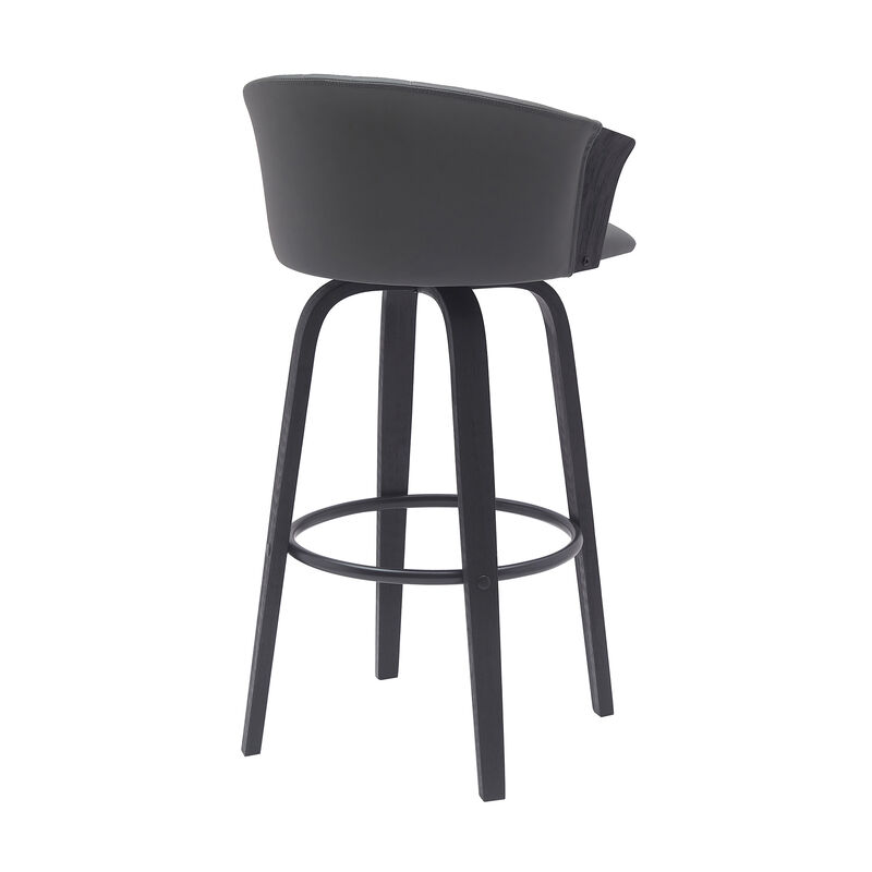 HomeRoots Faux Leather Cafe-Style Counter Stool with Armrests and Wood Base image number 3