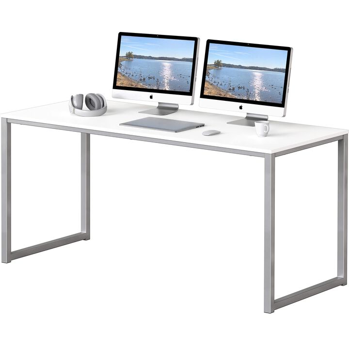 SHW Home Office 55-Inch Computer Desk, 24 Deep, White