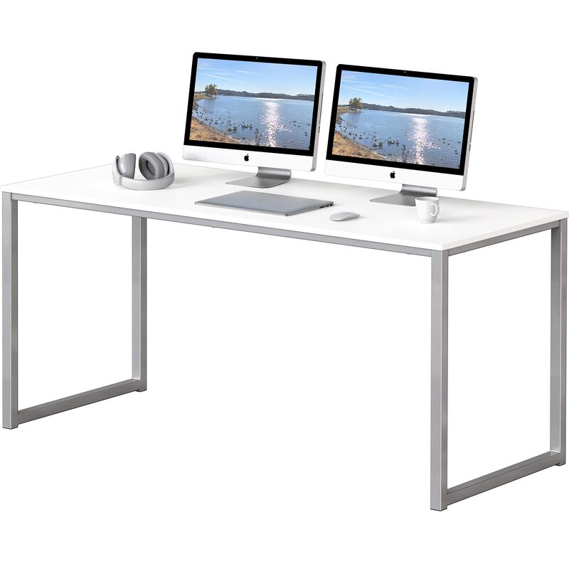 SHW Home Office 55-Inch Computer Desk, 24 Deep, White
