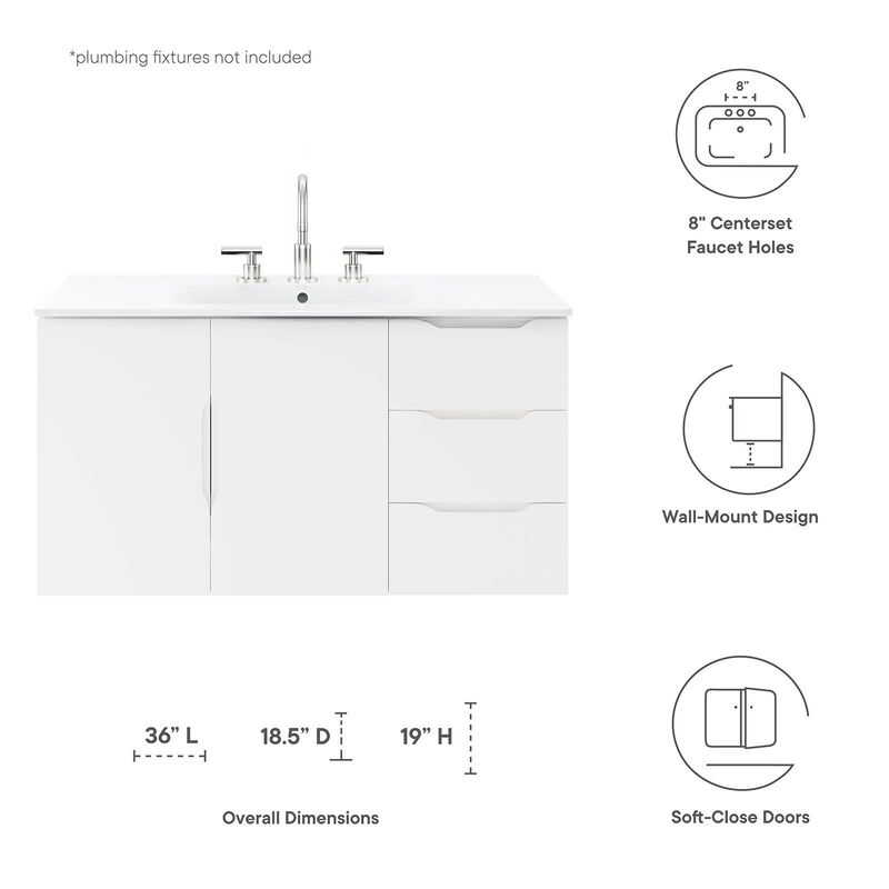 Vitality 36" Bathroom Vanity Cabinet (Sink Basin Not Included) image number 7