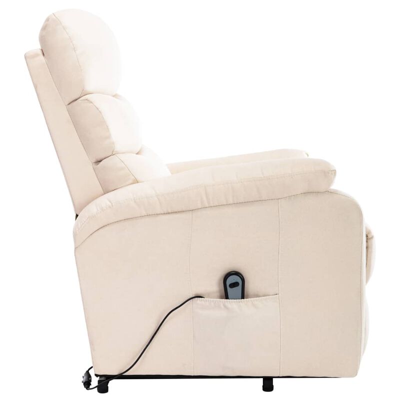 Power Lift Massage Recliner Cream Fabric
