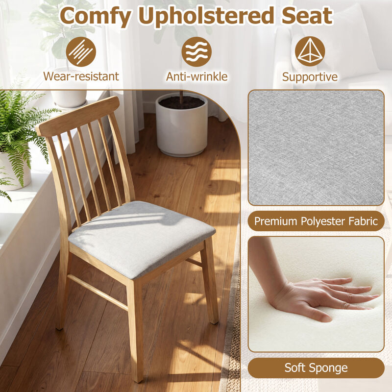 Set of 4 Fabric Kitchen Dining Chairs with Armless Rubber Wood Frame image number 3