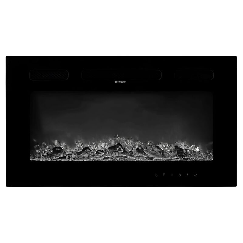 Electric Fireplace Wall Mounted 1500W with Adjustable Flame, Remote & Overheat Protection-Black image number 0