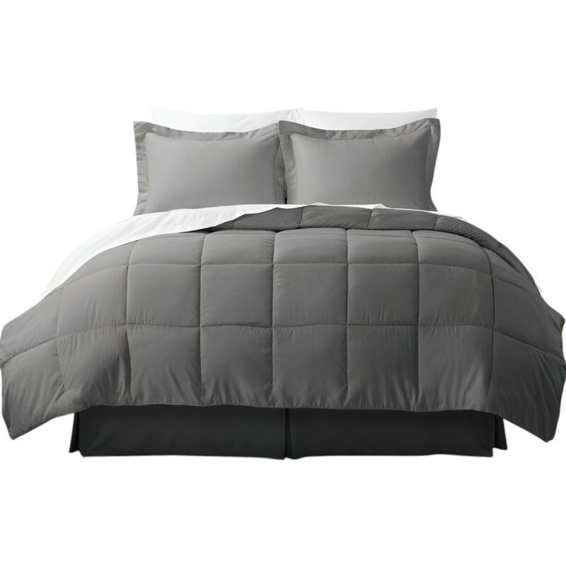 8-Piece Microfiber Bedding Set – Reversible Comforter with Sheets and Pillow Shams