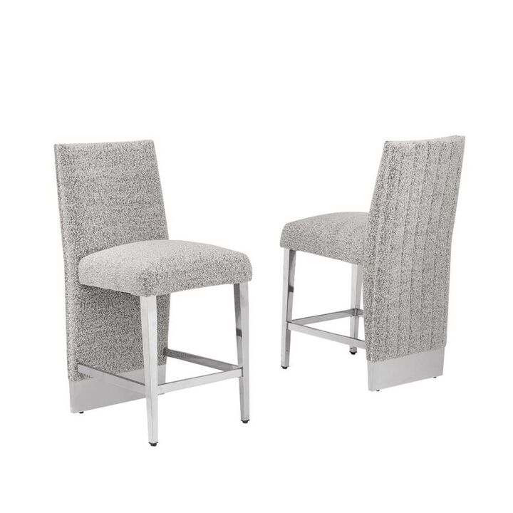 Best Quality Furniture Luxe Rich gray boucle counter height chairs - Set of 2