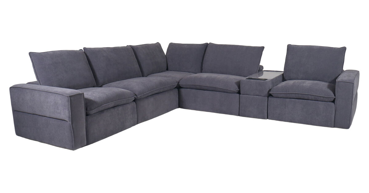 Warner Motion Sectional with Console in Zinc