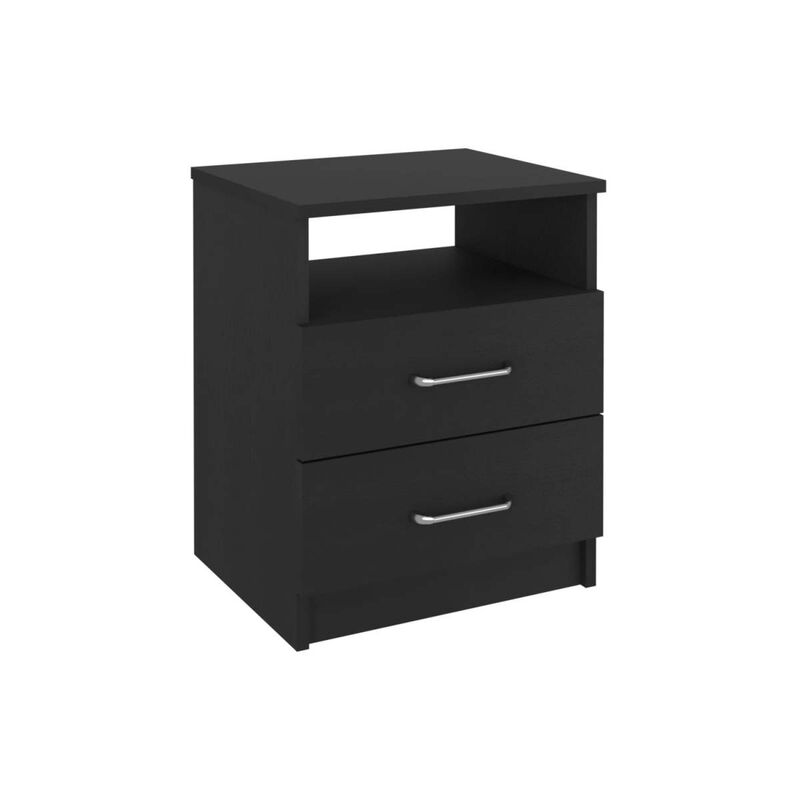 Napoles Nightstand, Superior Top, Two Drawers, One Shelf -Black