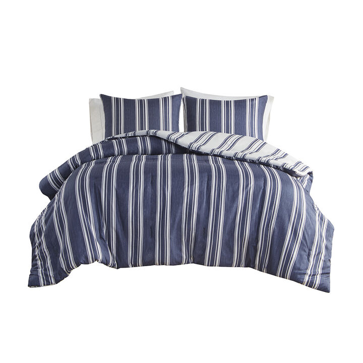 Gracie Mills Thais Farmhouse Reversible Striped Comforter Set