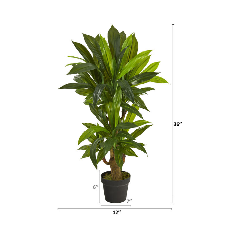 Hivvago 3' Corn Stalk Dracaena Artificial Plant (Real Touch)