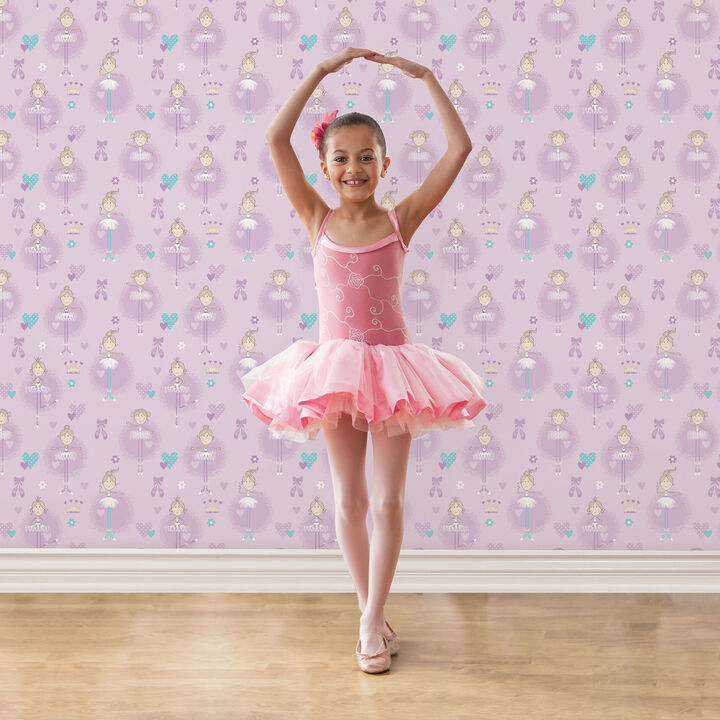 Just 4 Kids 2 Ballerinas Purple Lilac Wallpaper G56507