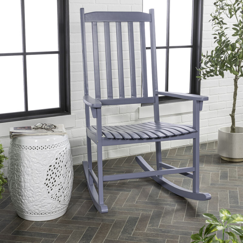 Seagrove Farmhouse Classic Slat-Back 350-LBS Support Acacia Wood Outdoor Rocking Chair, Cashmere Blue