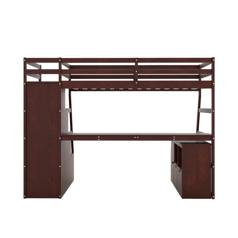 Merax Loft Bed with 7 Drawers and Desk