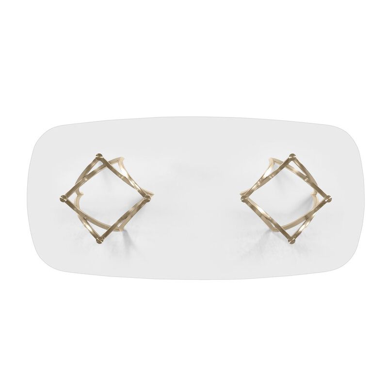 Best Quality Furniture 9Pc Tempered Glass Dining Table Set With 8 Rich Gray With Matte Gold Side Chairs