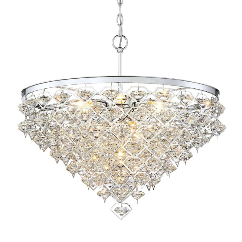 26"D 10-Light Modern Luxury Chrome Crystal Chandelier For Living Room, Dining Room image number 1