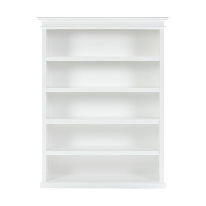 Belen Kox Classic White Solid Wood Bookcase with 5 Shelves, Belen Kox