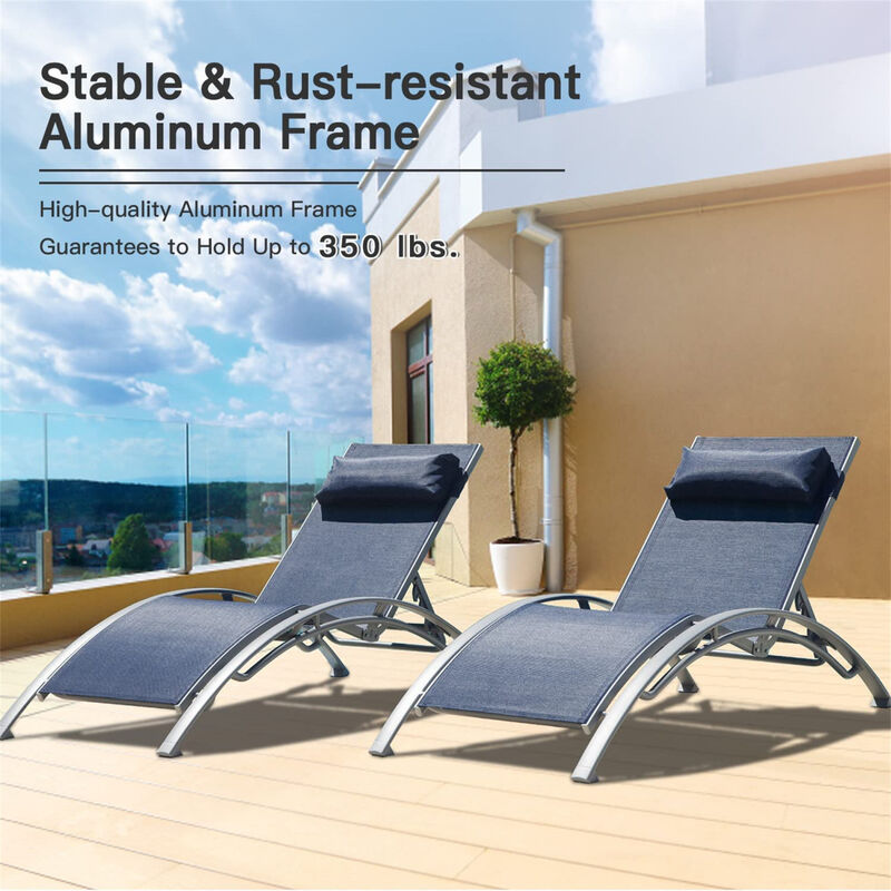 Streamdale Blue Outdoor Chaise Lounge Set - 2 Chairs image number 7