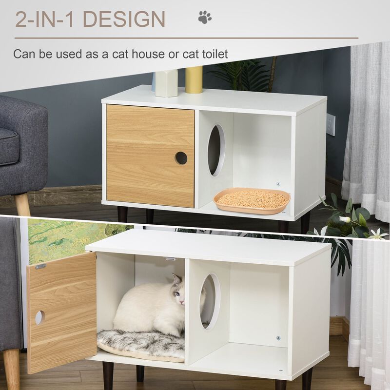 White Cat Furniture: Wooden House/End Table with Storage, 29.5"x15.75"x22" image number 3