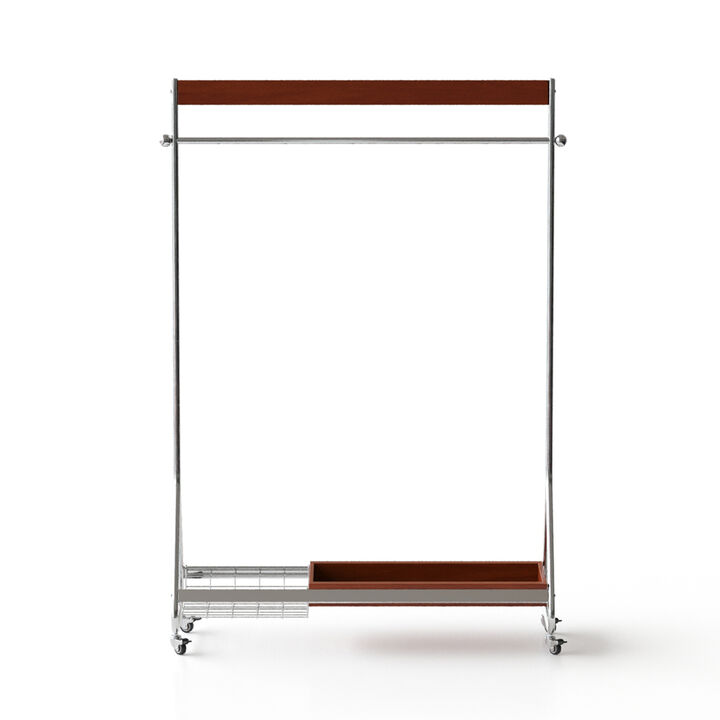 GOODSILO Portable Retro Floor Standing Clothes and Hat Rack Adjustable Height Vertical Storage Organizer with 360掳 Omnidirectional Wheels for Bedroom