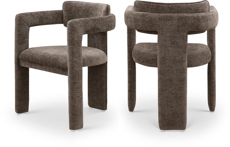 Meridian Furniture Brenda Brown Chenille Fabric Dining Chair, Set of 2