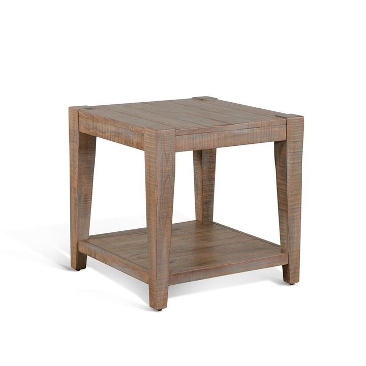 Sunny Designs 24 Modern Mindi Wood End Table in Weathered Brown