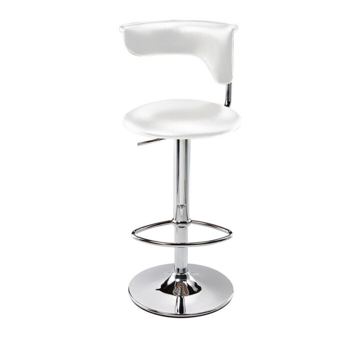 Flax 22-32 Inch Adjustable Counter Height Stool, Vegan Faux Leather, White - Benzara