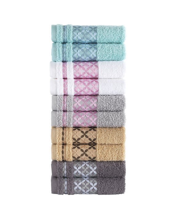 KAFTHAN Textile Multicolor Plaid Turkish Cotton Washcloths (Set of 10)