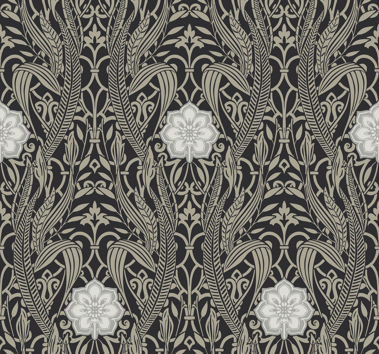 Gatsby Damask Black Wallpaper