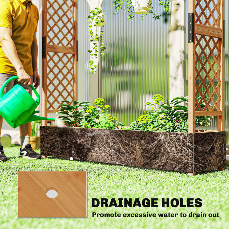 Hivvago Wood Planter Box with Roof and Trellis for Flowers image number 5