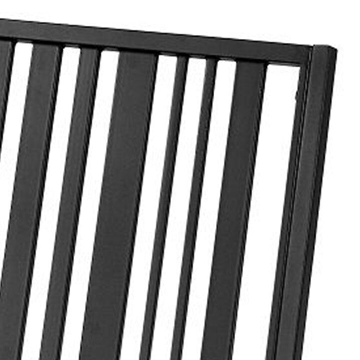 Nori 24 Inch Side Dining Chair Set of 2, Slatted Back, Faux Leather, Black - Benzara