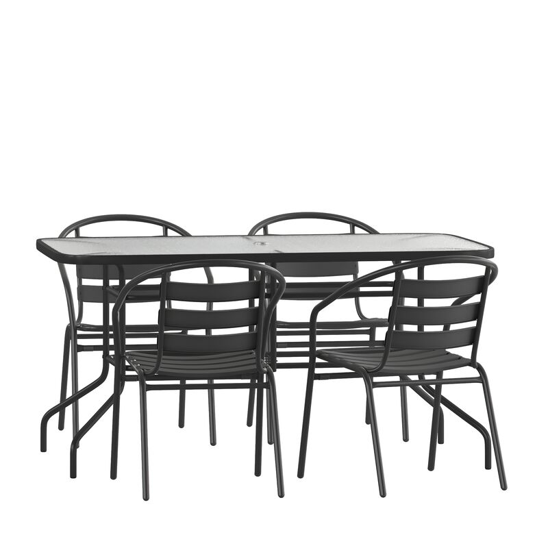 31.5x55 Black Patio Table Set image number 0