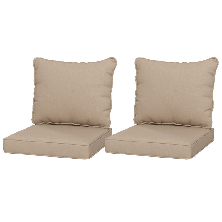 Outsunny 4 Patio Chair Cushions with Seat Cushion & Backrest, Fade Resistant Seat Replacement Cushion Set for Outdoor Garden Furniture, Beige
