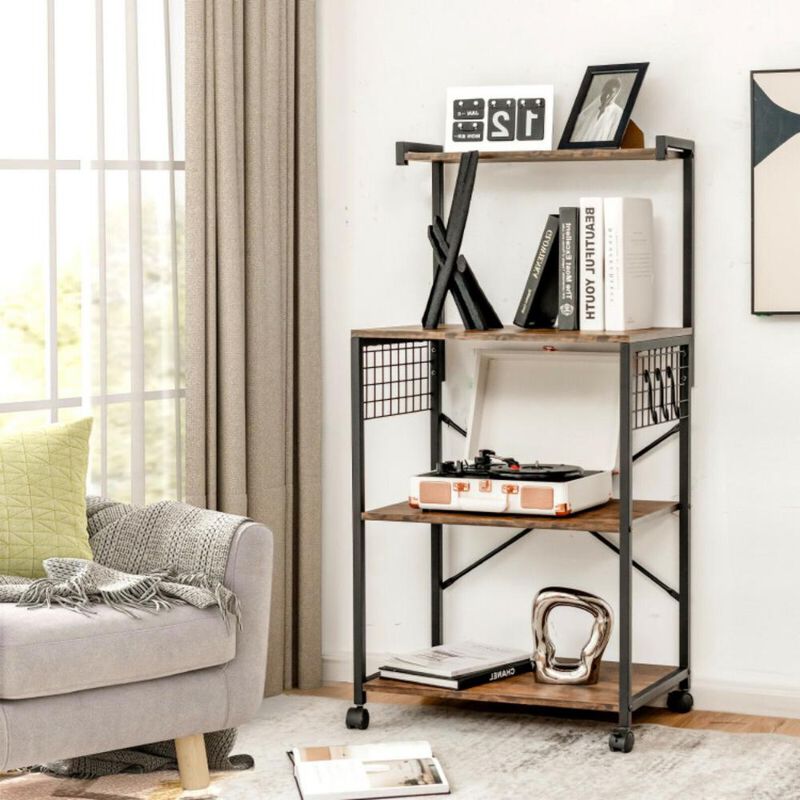 4-Tier Kitchen Baker's Rack on Wheels for Easy Mobility