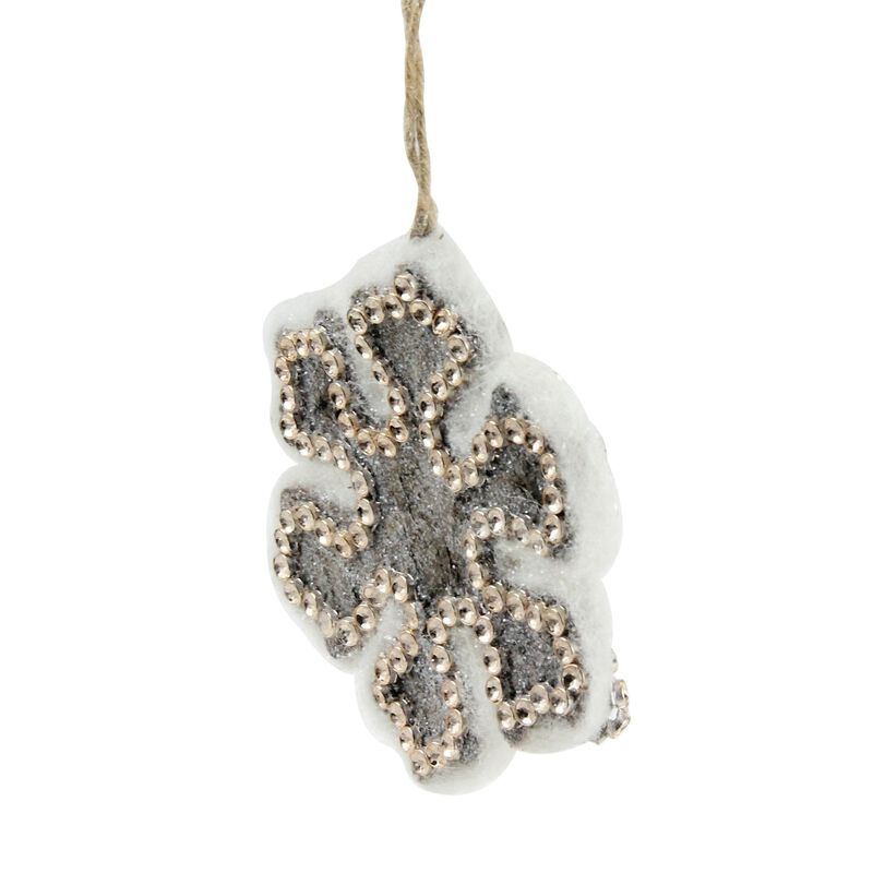 4" Gray and Gold Decorative Snowflake Christmas Ornament image number 2