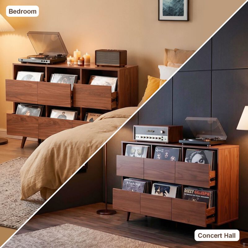 Flukro Vinyl Record Storage Media Console Cabinet image number 4