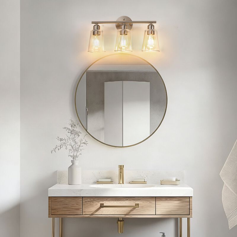 Vanity Light with Tapered Clear Glass Shade and For Hallway or Bathroom image number 3