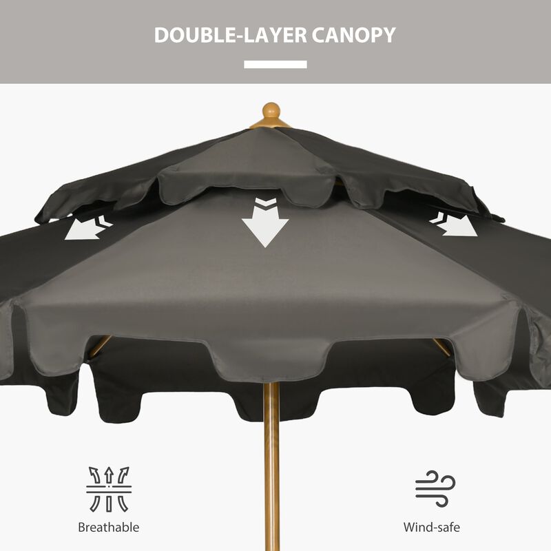 Patio Sun Shield: 9' Umbrella with Double Top Ruffles & Push Button Tilt