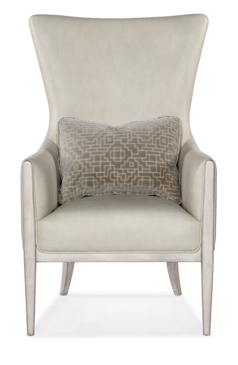 Kyndall Club Chair in White with Accent Pillow