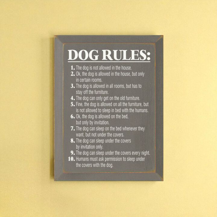 Funny Pet Rules Wood Sign Dog Lover Rustic Farmhouse Wall Hanging Decor
