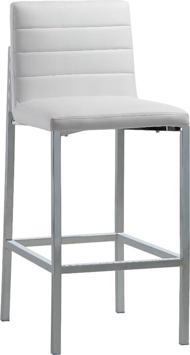 Amalfi Metal Back Bar Stool in White Leather - Set of 2