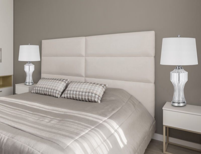 Hivvago 26" Clear Glass Table Lamp With White Empire Shade