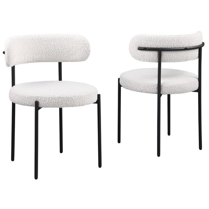 Drexel Boucle Fabric Cream Dining Chairs (Set of 2)