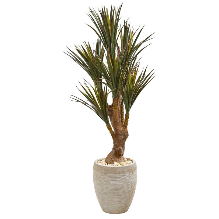 Nearly Natural 50-in Yucca Tree in Planter UV Resistant (Indoor/Outdoor)