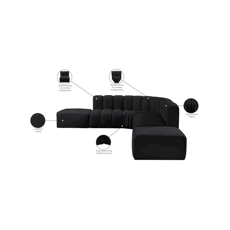 Meridian Furniture Arc Black Velvet Modular Sofa