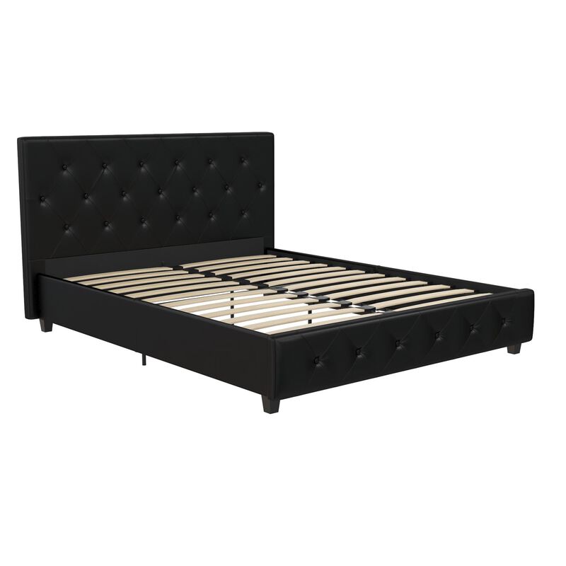 Atwater Living Dana Upholstered Bed, Queen, Black Faux Leather